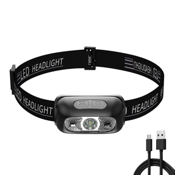USB Rechargeable LED Headlamp Strong Light Portable Induction Adjustable Outdoor Waterproof Warning Head Torch Flashlight