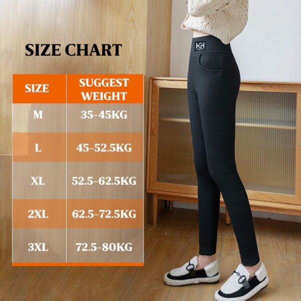 Women s Fashionable Thermal Cashmere Slim Pants Winter Leggings Women Velvet Fleece Lined Slim High Waist 2