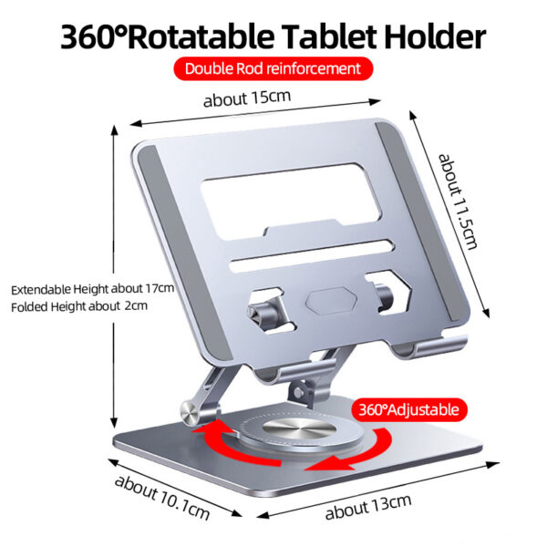 imdl360 otočný stojan na tablet pre iPad Nastaviteľný skladací držiak na tablet Hliníkový stojan na telefón Kompatibilný s iPadom