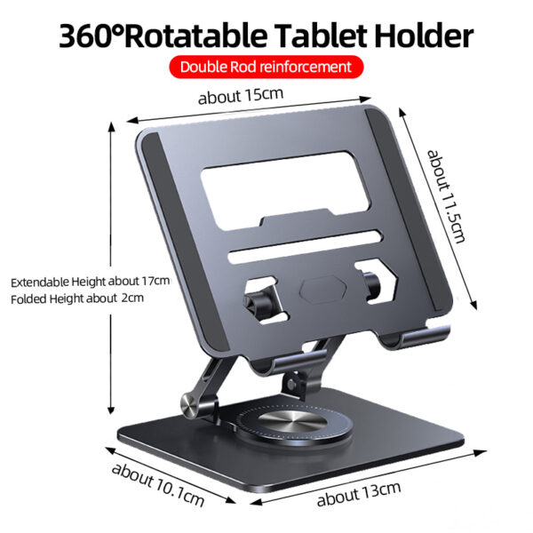 v5rd360 Rotation Tablet Stand for iPad Adjustable Foldable Tablet Holder Aluminum Phone Stand Compatible with iPad
