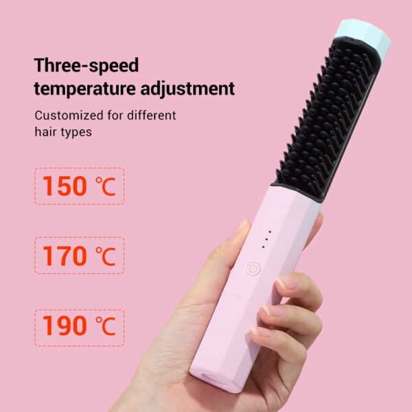 2 In 1 Hair Straightener Brush Professional Hot Comb Straightener for Wigs Hair Curler Straightener Comb 1
