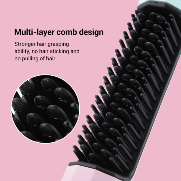 2 A cikin 1 Madaidaicin Gashi Brush Professional Hot Comb Madaidaici don Wigs Hair Curler Straightener Comb 3