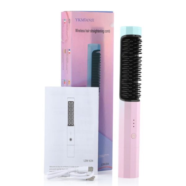 2 A cikin 1 Madaidaicin Gashi Brush Professional Hot Comb Straightener don Wigs Hair Curler Madaidaici