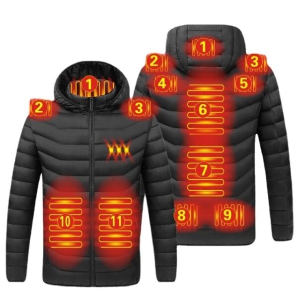 2021 NWE Men Winter Warm USB Heating Jackets Smart Thermostat Pure Color Hooded Heated Clothing