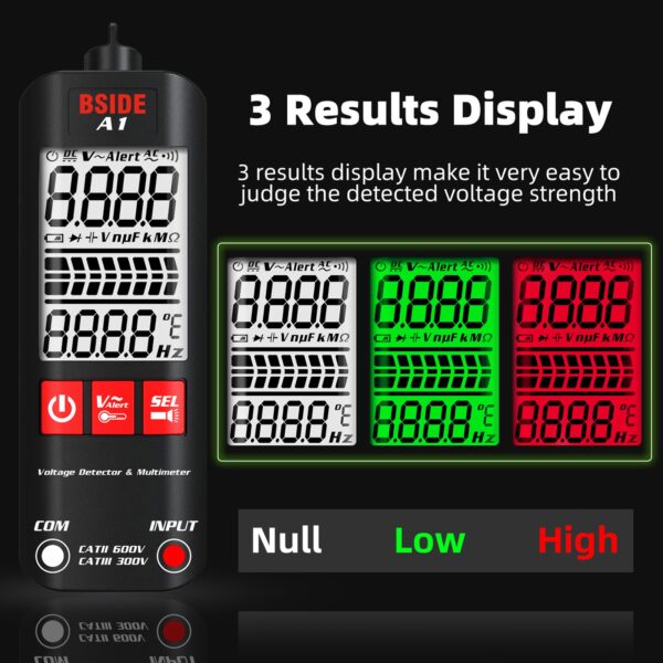 BSIDE A1 Mini Multimeter LCD Digital Tester Voltage Detector 2000 Counts DC AC Voltage Frequency Resistance 2