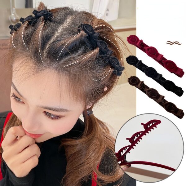 Black Flocked Bangs Hair Clip Women Cute Hairgrip Barrettes Headwear Acrylic Fairy Braided Hairpins Girl Hair