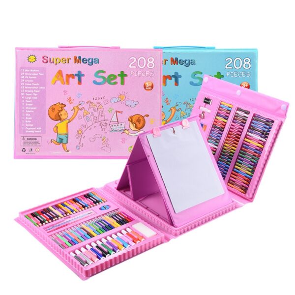 Educational Toys 42 208PCS Children Art Painting Set Watercolor Pencil Crayon Water Pen Drawing Board Doodle 5