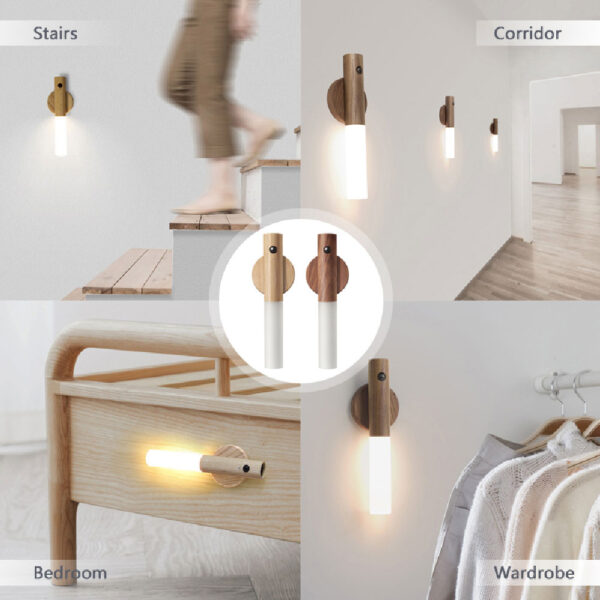 Lámpara de pared de luz de noche LED, luz de armario de cocina, luz de armario, lámpara de movimiento de mesa de dormitorio de hogar inalámbrico 5