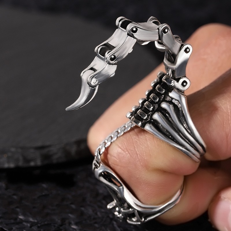 Movable Scorpion Tail Rings 2 Movable Scorpion Ring Punk Jewelry Fingertip Toy Stress Relief Vintage Gothic Scroll Armor Knuckle Metal Rock 1