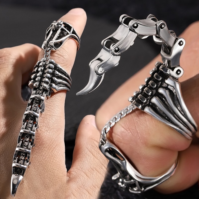 Movable Scorpion Tail Rings 1 Movable Scorpion Ring Punk Jewelry Fingertip Toy Stress Relief Vintage Gothic Scroll Armor Knuckle Metal Rock