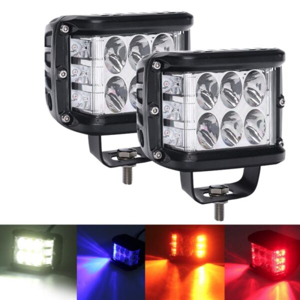 Light Bar Work Light Side Shooter 4 Inch LED Pods Work Light Bar White Amber Strobe