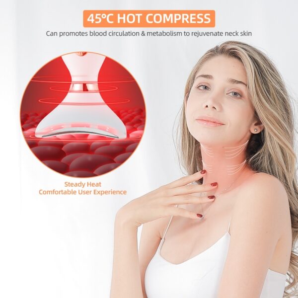 V Face Neck Lifting Massager Heating Neck Facial Beauty Essence Importer LED Photon Rejuvenation Reduce Double 3