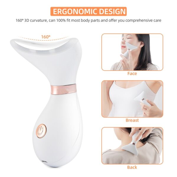 V Face Neck Lifting Massager Heating Neck Facial Beauty Essence Importer LED Photon Rejuvenation Reduce Double 4