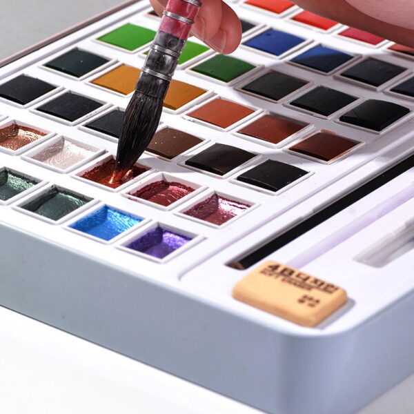 12 36 48 Color Pearlescent Solid Watercolor Paint Set Iron Box Set Portable Watercolor Pigment Art