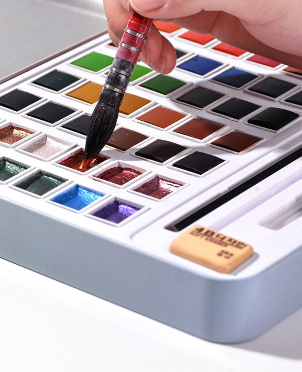 12 36 48 Color Pearlescent Solid Watercolor Paint Set Iron Box Set Portable Watercolor Pigment Art