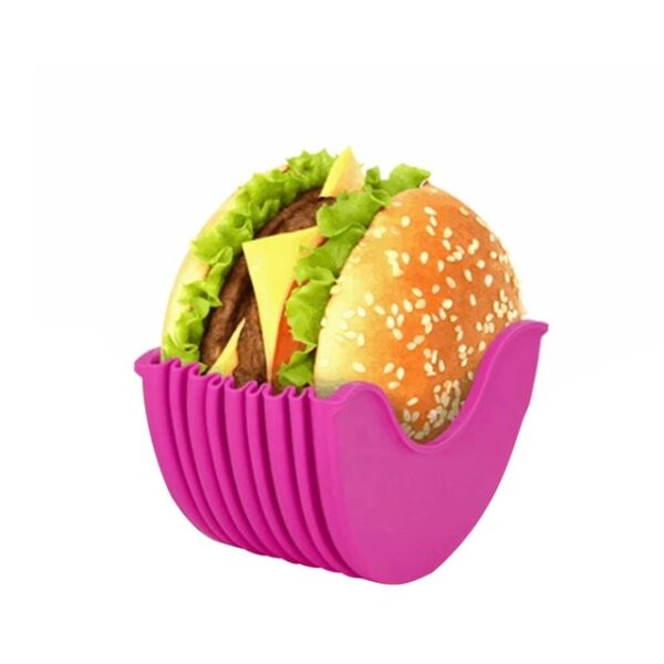 Contact free Burger Food Fixed Clip Shell Sandwich Hamburger Silicone Rack Holder for Household washable Kitchen 2.jpg 640x640 2