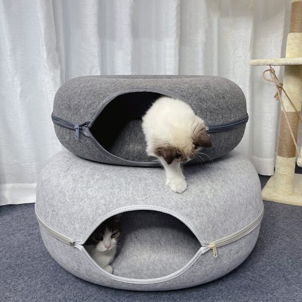 Donut Pet Cat Tunnel Interactive Play Toy Cat bed Dual Use Ferrets Rabbit Bed Tunnels Indoor