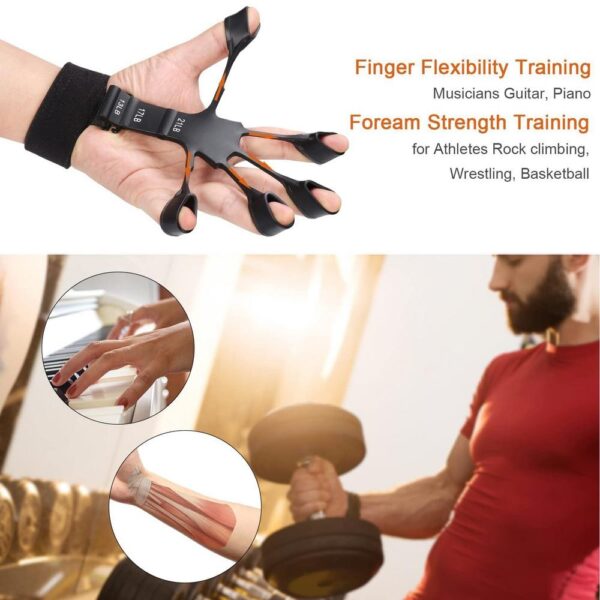 Finger Gripper 6 Resistant Finger Extension Awọn Alaisan Imularada Ọwọ Awọn Irinṣẹ Ti ara Gita Ika Flexion Imudara Ikẹkọ 1