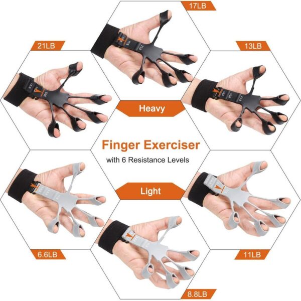 Finger Gripper 6 Resistant Finger Extension Awọn Alaisan Imularada Ọwọ Awọn Irinṣẹ Ti ara Gita Ika Flexion Imudara Ikẹkọ 2