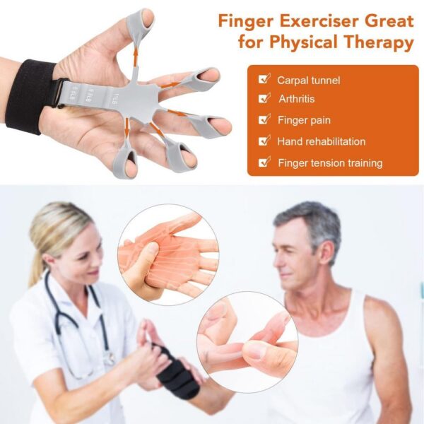 Finger Gripper 6 Resistant Finger Extension Awọn Alaisan Imularada Ọwọ Awọn Irinṣẹ Ti ara Gita Ika Flexion Imudara Ikẹkọ 3