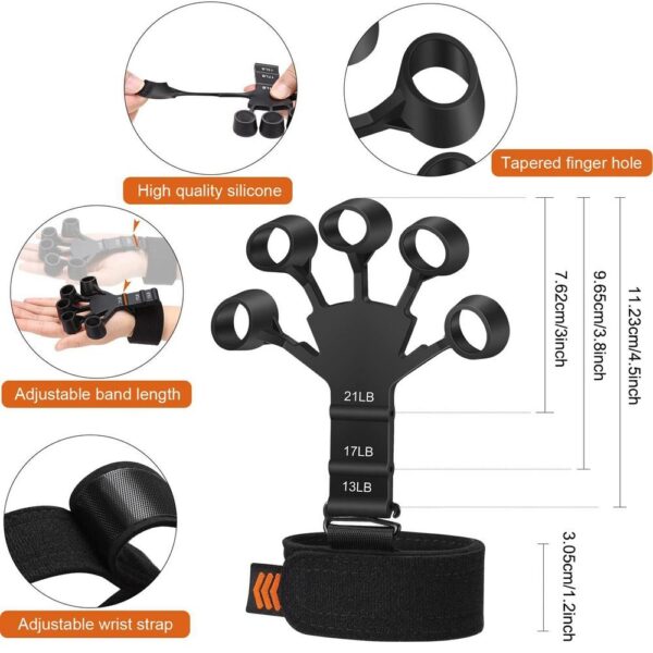 I-Finger Gripper 6 i-Finger Resistant Exerciser iZigulana zokuBuyiselwa kwakhona kwesandla Izixhobo zePhysical Physical Tools Guitar Finger Flexion Extension Training 4