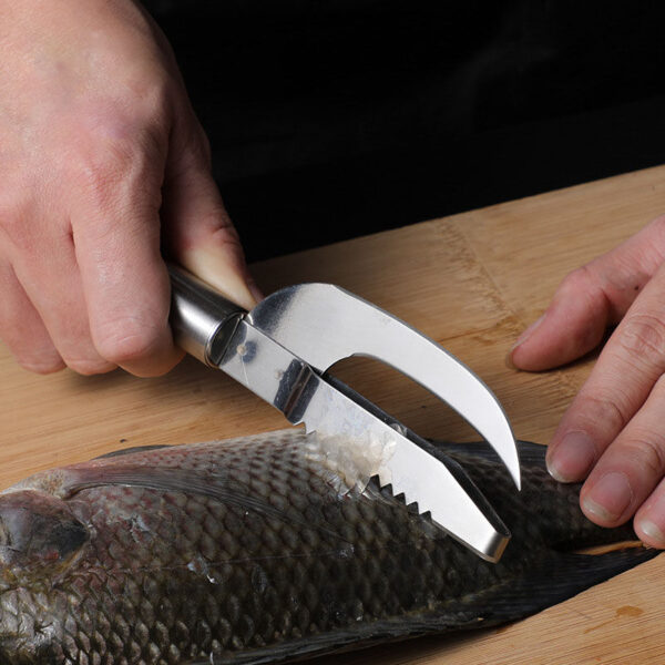 د مچھلی پیمانه چاقو د سمندري غذا مچھلی فلټینګ کټر سکیلر چاقو د پاکولو پیلر کولی شي د پخلنځي پخلي اوزار 2 خلاص کړي