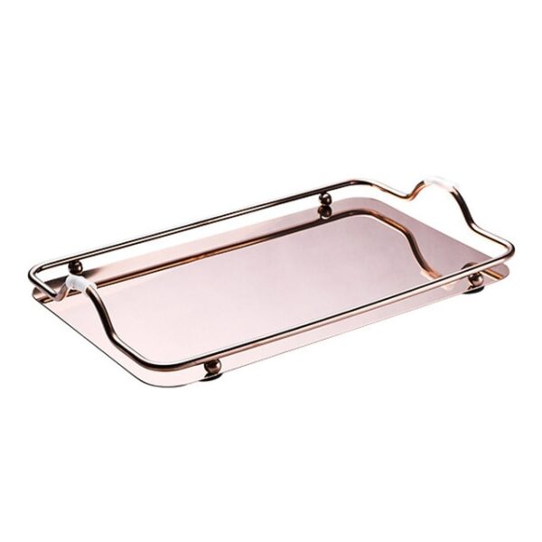 Large Rectangle Tray with Handle Gold Silver Serving Trays Decorative Luxury Tea Tray Coffee Table