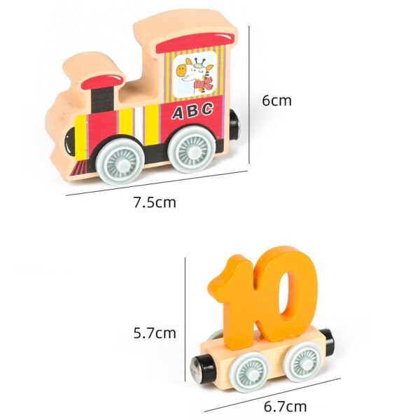 Magnetic Number Train Set Wooden Digital Letters Cars Building Dinosaur Vehicles Baby Cognitive Fine Motor Skills 2