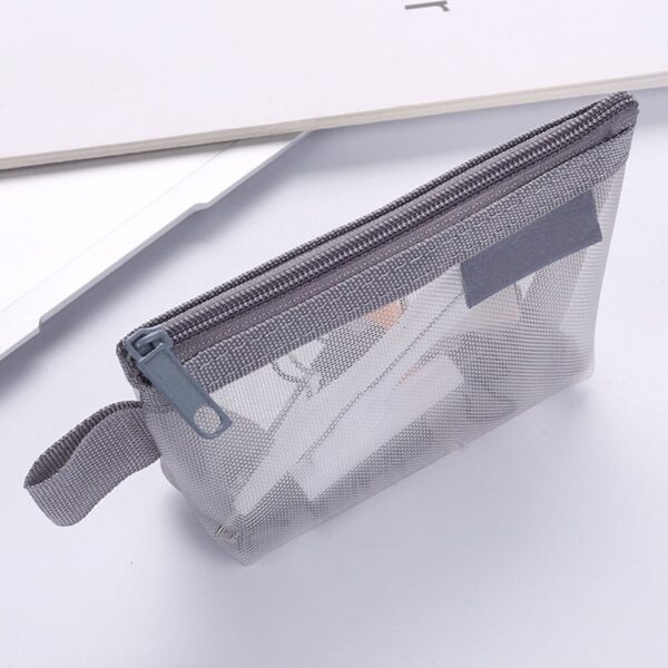 Portable Mesh Storage Bag Nylon Three Dimensional Triangle Mesh Coin Purse Key Bag Clear Stationery Storage 3