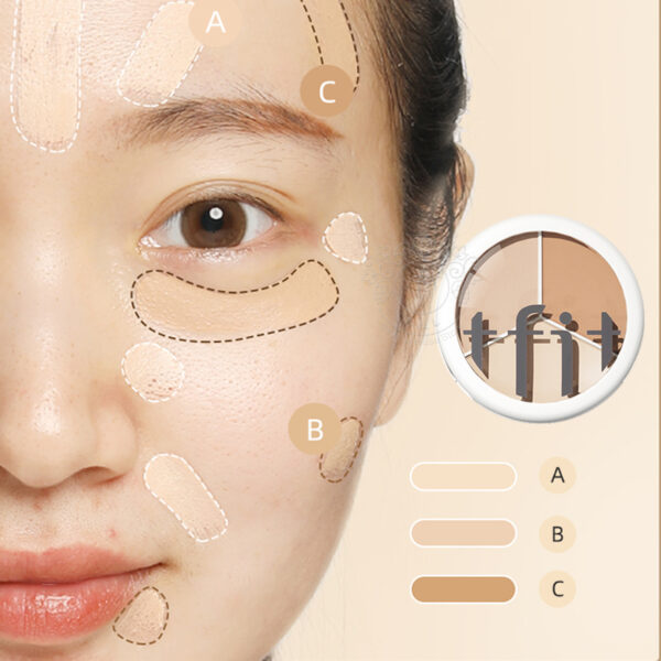qPPeKorea Cosmetics TFIT 3 color Concealer Palette Professional Makeup Conceal Cream for Face Eye Contour Dark