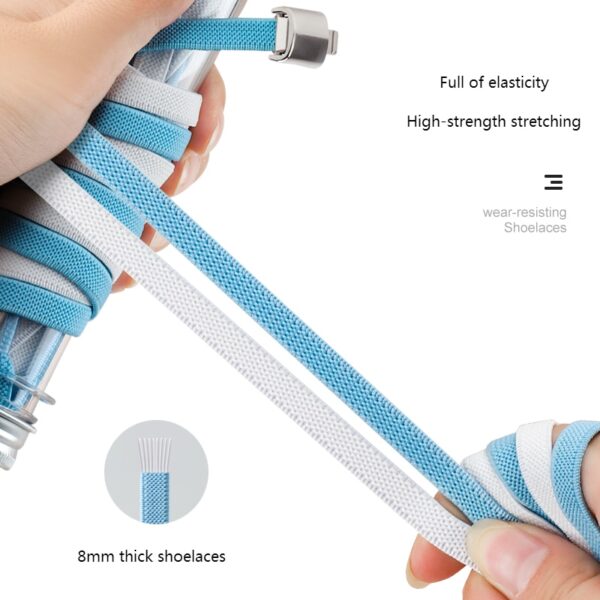 2022 No Tie Shoe laces Press Lock Shoelaces without ties Elastic Laces Sneaker Kids Adult 8MM 2