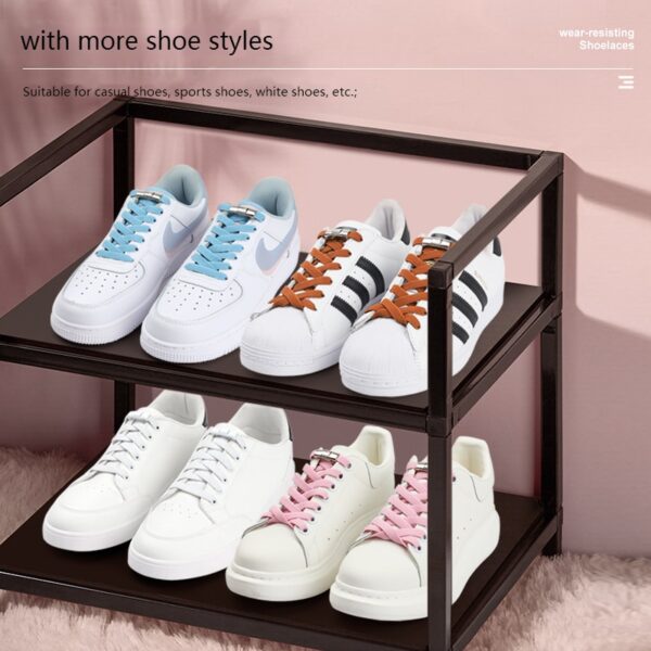 2022 No Tie Shoe laces Press Lock Shoelaces without ties Elastic Laces Sneaker Kids Adult 8MM 3