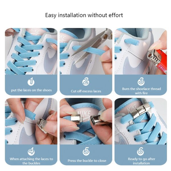 2022 No Tie Shoe laces Press Lock Shoelaces without ties Elastic Laces Sneaker Kids Adult 8MM 5