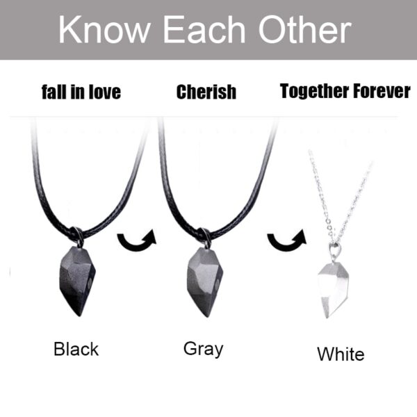 2Pcs Lot Magnetic Couple Necklace Friendship Heart Pendant Distance Faceted Charm Necklace Women Valentine s Day 3