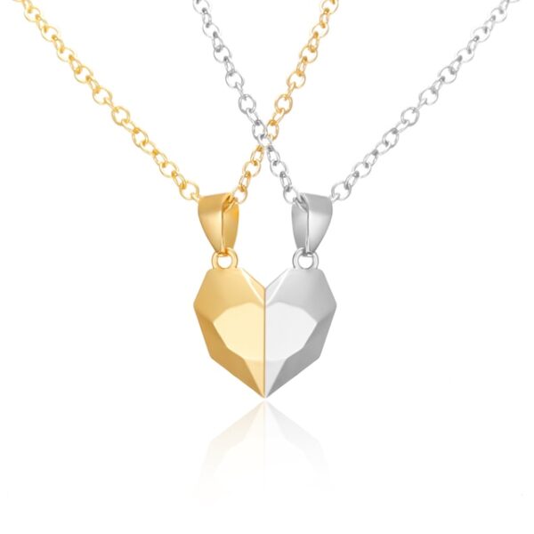 2Pcs Lot Magnetic Couple Necklace Friendship Heart Pendant Distance Faceted Charm Necklace Women Valentine s Day 4.jpg 640x640 4