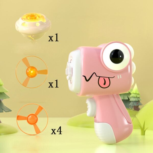 Children Saucer Launcher Pistol Outdoor Spinning Gun Toys Flying Disc Toys Kid Bamboo Dragonfly Ejection Luminous 5