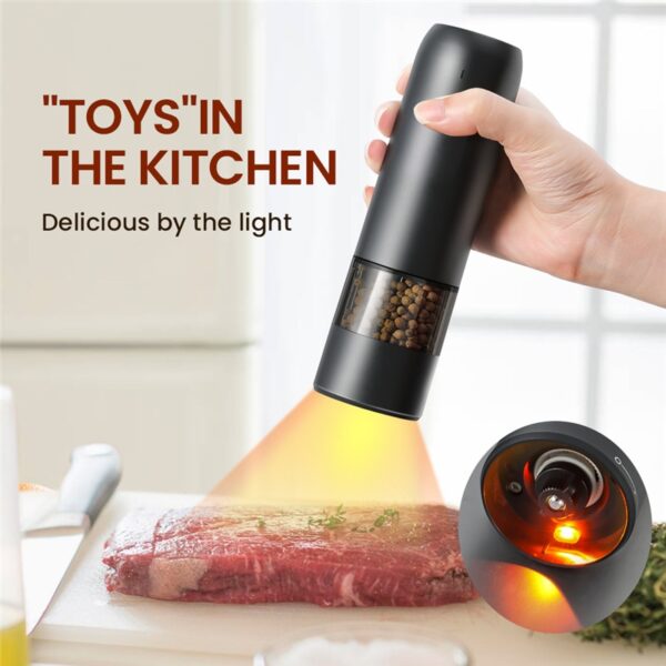 Electric Automatic Mill Pepper And Salt Grinder USB Charging Spice Salt Pepper Grinder With LED Light 1