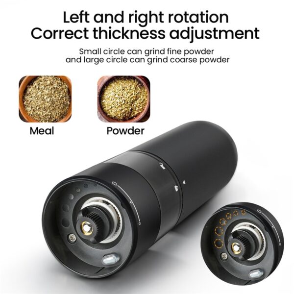 Electric Automatic Mill Pepper And Salt Grinder USB Charging Spice Salt Pepper Grinder With LED Light 2