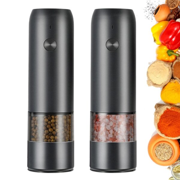 Electric Automatic Mill Pepper And Salt Grinder USB Charging Spice Salt Pepper Grinder With LED Light