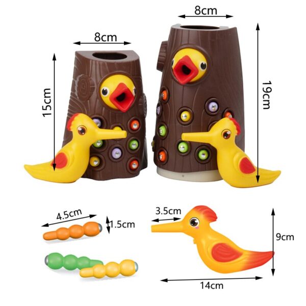 Montessori Toy Toy Magnetic Woodpecker Apprehensa Wormatiam et Pascens Ludus Toys pone fine motor peritia preschool I