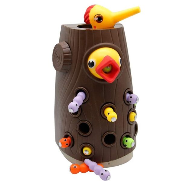 Montessori Toy Toy Magnetic Woodpecker Apprehensa Wormatiam et Pascens Ludus Toys pone Fine motor peritia adplicavi