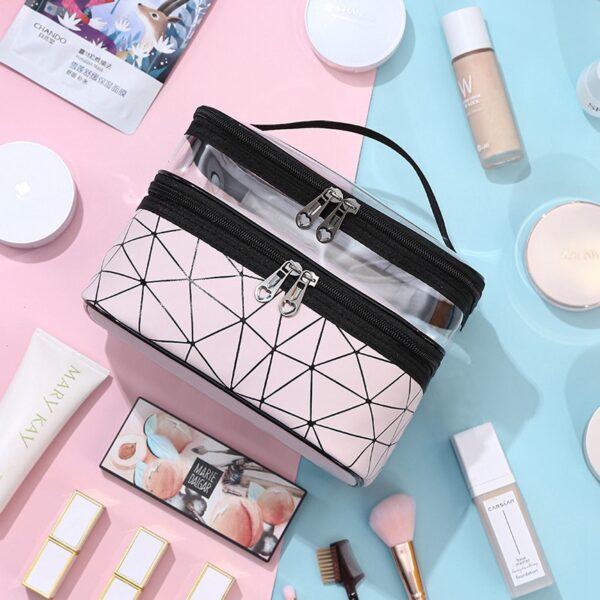 Multifunction Doble nga Transparent Cosmetic Bag Women Make Up Case Dakong Kapasidad Travel Makeup Organizer Toiletry Beauty 1