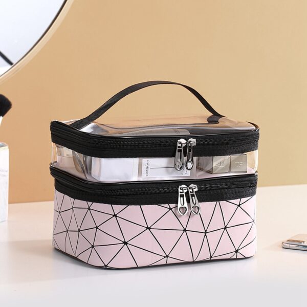 Multifunction Double Transparent Cosmetic Bag Women Make Up Case Big Capacity Travel Makeup Organizer Toiletry Beauty 3