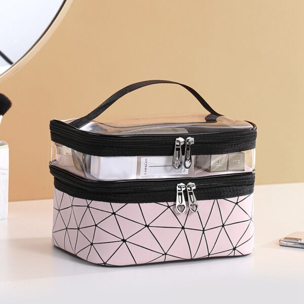 Multifunction Doble nga Transparent Cosmetic Bag Women Make Up Case Dakong Kapasidad Travel Makeup Organizer Toiletry Beauty 3