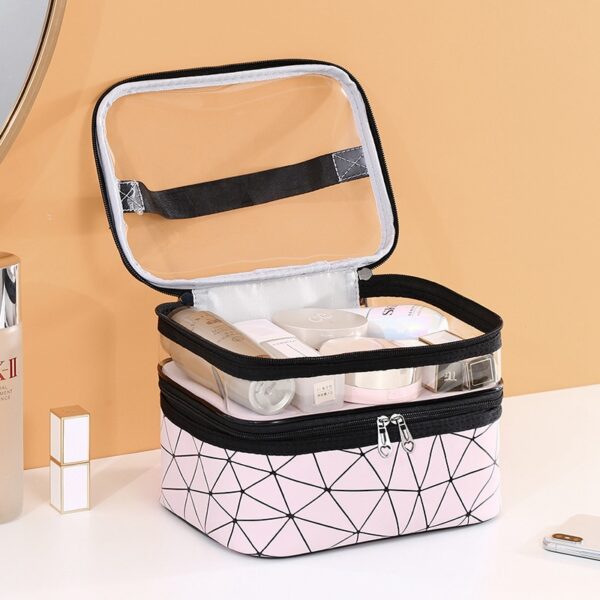 Multifunction Doble nga Transparent Cosmetic Bag Women Make Up Case Dakong Kapasidad Travel Makeup Organizer Toiletry Beauty 4