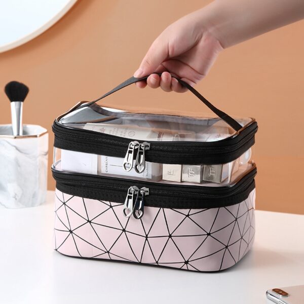 Multifunction Double Transparent Cosmetic Bag Women Make Up Case Big Capacity Travel Makeup Organizer Toiletry Beauty