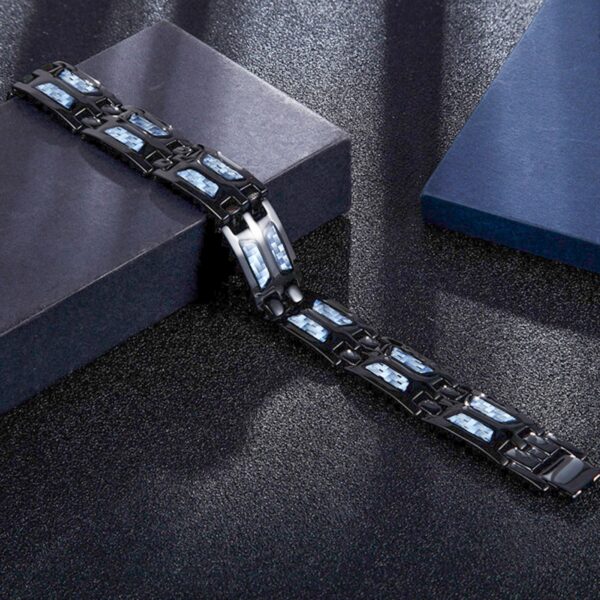 Titaan Krag Magnetiese Armband Koolstof Blou Titaan Magnetiese Terapie Armband Koolstofvesel Armband Mans Vroue Juweliersware 3
