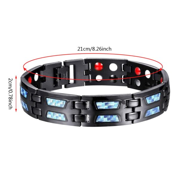 Pulsera magnética de potencia de titanio Pulsera de terapia magnética de titanio azul carbono Pulsera de fibra de carbono Xoias para homes e mulleres 5