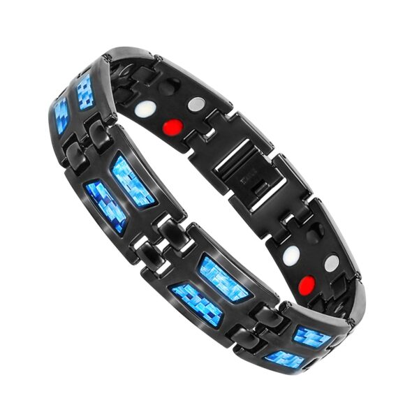 Titanium Power Magnetic Bracelet කාබන් නිල් Titanium Magnetic Therapy බ්‍රේස්ලට් කාබන් ෆයිබර් බ්‍රේස්ලට් පිරිමි කාන්තා ආභරණ