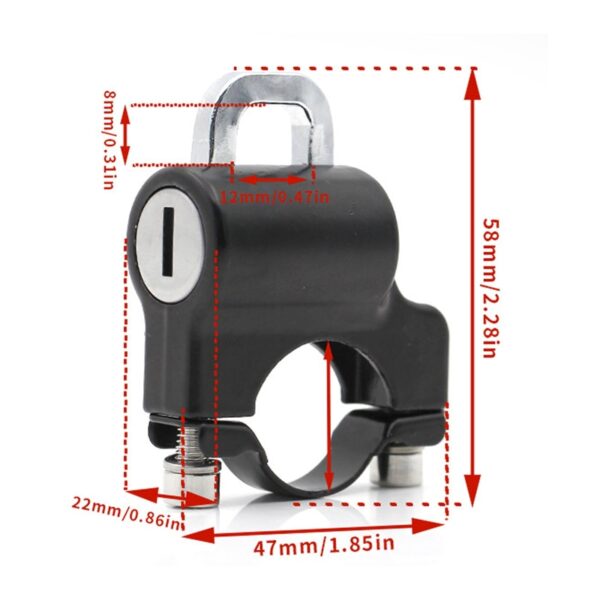 1Set Helmet Motorcycle Lock Anti theft Lock Handlebar Mount Electric Motorbike Universal Security Metal Lock 22 4